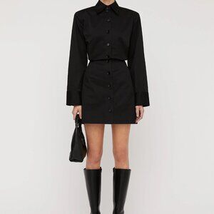 Scanlan Theodore Black Sateen Shirt Dress "The Prada of Australia" BNWT US 4